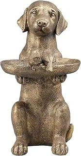 Outdoor-Statues Garden Decor Bird Feeder - Large Dog Statue Bird Bath Garden Statues for Outside Yard Lawn Patio Gardening Gifts for Women Fairy Garden 15 * 10 * 19 Inch Cynkeyee
