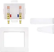 Eastman 1/2 inch Expansion PEX Connection, White Center Drain Washing Machine Outlet Box with Hammer Arrestors, 60247