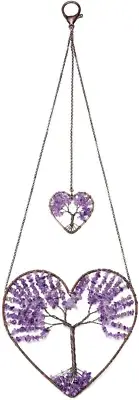 Amethyst Crystal Tree of Life Heart Dream Catcher Hanging Ornament Spiritual Gif