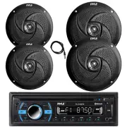 Pyle Marine Bluetooth CD Radio, 2x 8" 320W + 2x 6.5" 240W Black Speaker, Antenna