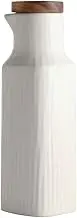 300ml/10.14 Oz Ceramic Oil Dispenser Bottle Oil Bottle Cruets No Drip Olive Oil and Vinegar Dispenser Pot Condiment Container with Lid, Height 6.81 inch, White