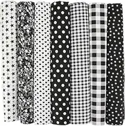 EXGOING 7pcs Fat Quarters Fabric Bundles - 20"x20" Precut Easter & Spring Quilting Cotton for Sewing, Patchwork, DIY Crafts & Home Décor - Soft, Durable & Multi-Colour Material (Black)