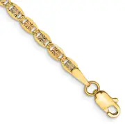 14K Tri-Color 7 Inch 2.75mm Pav Valentino With Lobster Clasp Bracelet
