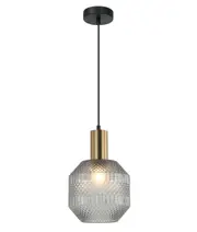 MARACA Interior Glass Jar With Quadrilateral Segment Pendant Light- Smoke