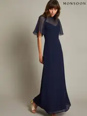 Monsoon Blue Mona Angel Sleeve Maxi Dress (F22754) | $346