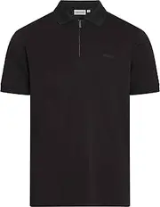 [Calvin Klein] Men's Sportswear, Liquid Touch Welt Zip Polo, Ck Black, S