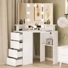 Vanity Table with Lighted Mirror, Makeup Vanity Desk with Power Outlets