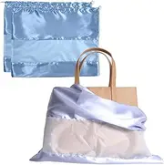 [sheelokhwui] 2 Pack Satin Dust Bags for Handbags with Clear Window. Silky Dust Cover for Handbag. Purse Storage Bags. Dustproof Drawstring Bag for Shoes and Boots. (Bright Gray, W23.6"xH19.6")