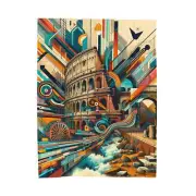 Velveteen Plush Blanket Ancient Rome Abstract Collage Fine Art Museum Home Decor