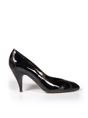 Black Patent Mid Heel Pumps
