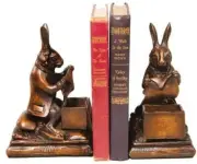 Bookends Bookend TRADITIONAL Lodge Rabbit Resin Hand-Painted Carved Hand-Cast
