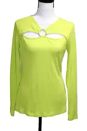 NWT Michael Michael Kors Ribbed Ring Cutout Top, Bright Limeade Medium Ret $88