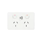 NLS 30857 - Double Power Point 10Amp with Dual 2.4 Amp USB-A and USB-C - White