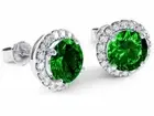 3.44 CTTW Halo Stud Earrings with Cubic Zirconia Elements Silver Halo Studs