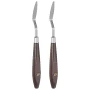 2pcs 8.5mm No.19 Painting Palette Knives Stainless Steel Spatula Red Wood Handle