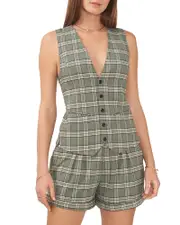 1.state Plaid Roll Cuff Shorts