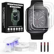 Tempered Glass Screen Protector Compatible with Apple Watch Series 6/SE/5/4 44mm, Curved Full Coverage Watch Screen Protector, Bubble Free Screen Protector for iWatch 6/SE/5/4 44mm (3 Pack)