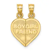 14K Yellow Gold Boy/Girl Friend Break-Apart Heart Charm