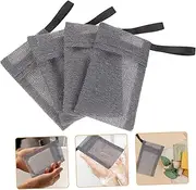 BAZEITFLOW 4Pcs Soap Mesh Saver Bags Durable Soap Storage Pouches for Exfoliating Handmade and Facial Soaps Skin Foaming Accessories for Shower and Bath