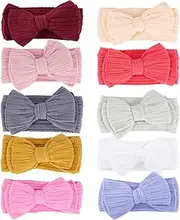 [Mookiraer] Baby Stretchy Headband Turban Knotted, Girl's Hairbands with Bows Big Hair Bow Headband for Infant Baby Girls (AM01)