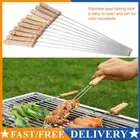 10Pcs Shish Kebob Sticks Stainless Steel 8 Inch BBQ Skewers with Wooden Handle A