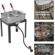 Versatile Outdoor Cooking Deep Fryer – 18Qt Aluminum with Accurate Thermometer