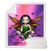 Monarch Butterfly Fairy at Sunset Throw Blanket