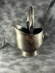 VINTAGE METAL MEDIEVAL PLANTER WITH HANDLE HAND HAMMERED FINISH CHAMBER POT GREY