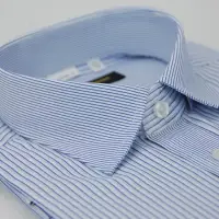 在飛比找momo購物網優惠-【金安德森】藍白條紋相間變化領窄版短袖襯衫