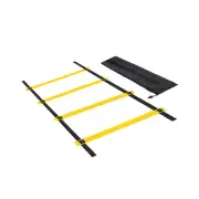 Agility Ladder 4 Rung 2m/6.6ft Carry Bag Speed Training Equipment, Black Yellow