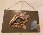 Dragons Eye Hanging Sculpture Natural Aquamarine Artist Made One Of A Kind Piece