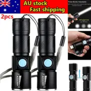 2PCS 4X ZOOMABLE TORCH USB RECHARGEABLE ULTRA BRIGHT LED TORCH FLASHLIGHT