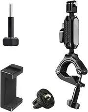 Labymos Camera Mount Clamp Mount Bicycle Handlebar Adapter Mount with Dual 360°Rotatable Ball Head with Adapter Fixed Screw Phone Clip Compatible with Phone 12/11/10/9/8/7 and Other Action Cameras