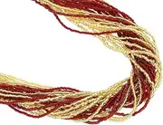 [Glass Of Venice] GlassOfVenice Murano Glass Gloriosa 24 Strand Seed Bead Necklace - Red and Gold