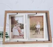 Trapezoidal Picture Frame Rustic Rotating Floating Photo Frames Double-Sided Display Rustic Picture Frame For Desktop or Desktop Display
