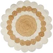 Vipanth Exports Round Jute Rug with Circle Design Area Rug for Home Decor Living Room Hallway Kitchen Dining Room Home Decor (Multicolor 1, 24 x 24 Inch (2 Feet Round))