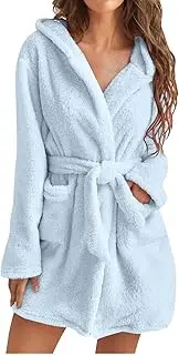[Generic] Women's Winter Thick Long Sleeved Pajamas Kimono Bathrobe Lightweight Soft Plush Short Flannel Sleepwear Fleece Bathrobe Plush Soft Robe Robes for Women Short