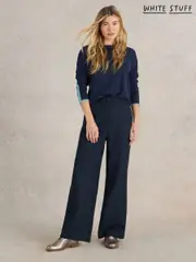 White Stuff Blue Una Tweedy Wide Leg Trousers (AK3681) | $76
