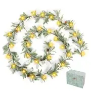 6FT Greenery Garland with Lights,Pre-lit Artificial Olive Garland Style-6FT