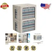 Extra Large Foldable Storage Bins - 100L Twin Set with Clear Windows & Handles