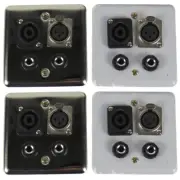 4Pcs XLR 3-Pin Female 2x6.35mm 1/4" Stereo Speakon Wall Plates for Studio Cable
