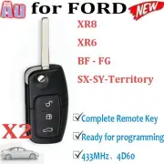 2X Transponder Remote Key To Suit Ford BF FG Falcon Territory Mondeo FPV 4D60 3B