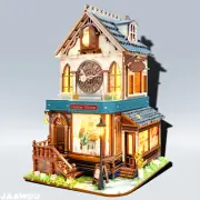 Cuckoo Cottage Clock Mechanical 3D Wooden DIY Puzzles Miniature Kit Book Nook