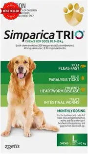 Flea Tick & Worming Chews for Dogs 20.1-40Kg Pack of 6 Green