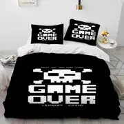 v379 Bed Sheets Cartoon Gamer Game Controller Bedding Set,Duvet Cover Bed Set Quilt Cover Pillowcase,King Queen Twin Size Boys Girls Adults 3-Piece Be