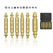 6 Pieces Gold Screw Extractor Kit,HSS 4341 Damaged Screw Extractor Set,Remover