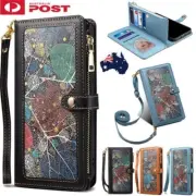 For iPhone 16 16e 15 14 13 12 11 Pro Max Case Wallet Pattern Leather Flip Cover