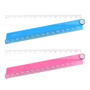 Folding Straight Ruler 30cm Drawing Measuring Tool with Wavy Edge, Red & Blue