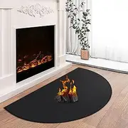 Hearth Rugs for Fireplaces Fire Resistant, 42 x 24 inch Fireproof Fireplace Mat Hearth Rug, Hearth Pads for Wood Stove Fireplace Indoor Outdoor, Protect Floors Carpets from Sparks Embers-Black, 1mm
