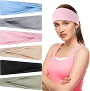 [Bewudy] 6PCS Headbands for Women Non Slip, 9cm Elastic Sweat Hairbands Thick Cotton Cloth Headbands for Sport Yoga Outdoor Exercise Running Multicoloured